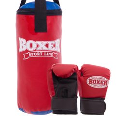 Боксерський набір дитячий (рукавички+мішок) BOXER 1008-2026 (вініл, мішок h-38см, d-16см, рукавички 4oz, кольори в асортименті)