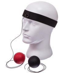 Тренажер для бокса с двумя мячами fight ball SP-Sport BO-1660 (пневмотренажер, мяч черный, красный)