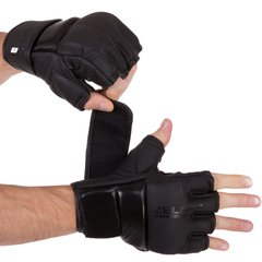 Рукавички для змішаних єдиноборств MMA шкіряні ZELART VL-3098 (розмір S-XL, чорний)