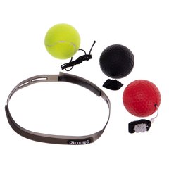 Тренажер для боксу з трьома м'ячами fight ball SP-Sport BO-1086 (пневмотренажер, м'яч чорний, червоний, зелений)