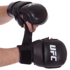 Рукавички для змішаних єдиноборств шкіряні UFC PRO MMA Combat UCK-75195 (р-р L-XL, чорний)