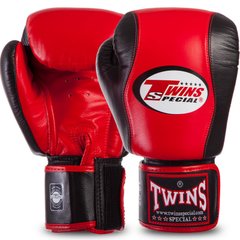 Рукавички боксерські шкіряні на липучці TWINS BGVL7 (р-р 12-16oz, червоний-чорний)