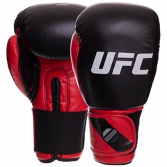 Рукавички боксерські PU на липучці UFC PRO Compact UHK-69999 (PU, р-р L, червоний-чорний)