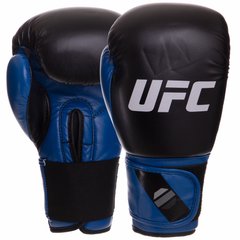Рукавички боксерські PU на липучці UFC PRO Compact UHK-75001 (PU, р-р Reg(SM), синій-чорний)