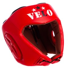Шолом боксерський професійний шкіряний AIBA VELO 3080 (р-р S-XL, колір червоний)