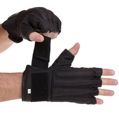 Снарядні рукавички шкіряні з манжетом на липучці ZELART VL-3097 (розмір S-XL, чорний)
