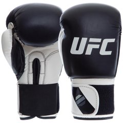 Рукавички боксерські PU на липучці UFC PRO Compact UHK-75004 (PU, р-р Reg(SM), білий-чорний)