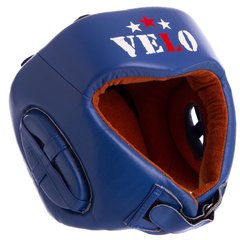 Шолом боксерський професійний шкіряний AIBA VELO 3081 (р-р S-XL, колір синій)