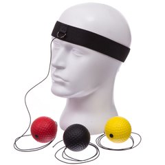 Тренажер для боксу з трьома м'ячами fight ball SP-Sport BO-1659 (пневмотренажер, м'яч чорний, червоний, жовтий)