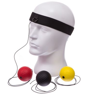 Тренажер для бокса с тремя мячами fight ball SP-Sport BO-1659 (пневмотренажер, мяч черный, красный, желтый)