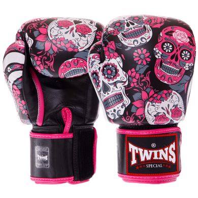 Перчатки боксерские кожаные на липучке TWINS FBGVL3-53 SKULL (р-р 10-14oz, цвета в ассортименте)