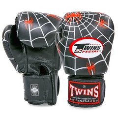 Перчатки боксерские кожаные на липучке TWINS FBGVL3-8C (р-р 10-14oz, черный) FBGV-8