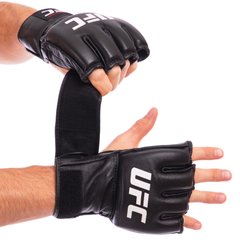 Рукавички для змішаних єдиноборств MMA шкіряні UFC Pro UHK-69908 (р-р S, чорний)