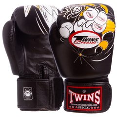 Рукавички боксерські шкіряні на липучці TWINS FBGVL3-15 (р-р 10-18oz, чорний) FBGV-15-BK