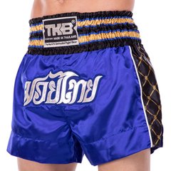 Шорти для тайського боксу та кікбоксингу TOP KING TKTBS-219 (сатин, нейлон, р-р XS-XXL, чорний-синій)