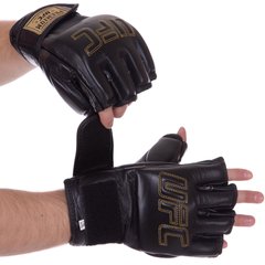 Рукавички для змішаних єдиноборств MMA шкіряні UFC PRO Prem UHK-75059 (р-р L-XL, чорний)