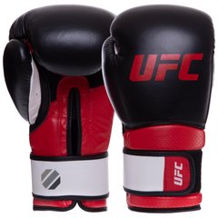 Рукавички боксерські шкіряні на липучці UFC PRO Training UHK-69989 (р-р 12oz, червоний-чорний)