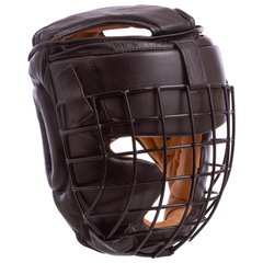 Шлем для единоборств с металлической решеткой кожаный MA-0731 (р-р М-XL, цвета в ассортименте)