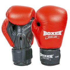Рукавички боксерські шкіряні на липучці BOXER 2023 (р-р 10-12oz, кольори в асортименті)