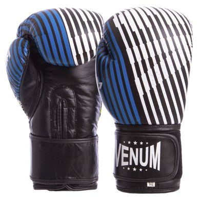 Шкіряні рукавички з боксу на VNM MA-6737 липучка (RR 10-12oz, синій-гіла-чорний)