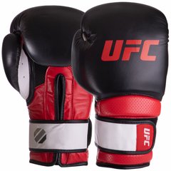 Рукавички боксерські шкіряні на липучці UFC PRO Training UHK-69992 (р-р 18oz, червоний-чорний)