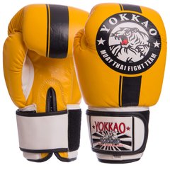 Рукавички боксерські шкіряні на липучці YOKKAO YK016 (р-р 10-16oz, кольори в асортименті)