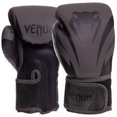 Рукавички боксерські шкіряні на липучці VENUM IMPACT VN03284-114 (р-р 10-14oz, чорний)