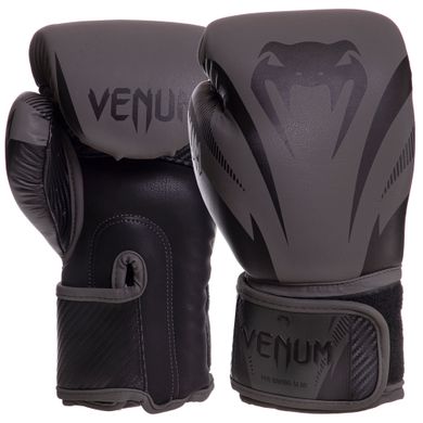 Перчатки боксерские кожаные на липучке VENUM IMPACT VN03284-114 (р-р 10-14oz, черный)