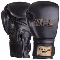 Рукавички боксерські шкіряні на липучці UFC PRO Prem Hook & Loop UHK-75049 (р-р 14oz, чорний)