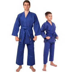 Кимоно для дзюдо MATSA MA-0015 (хлопок-плотность 450г на м2, размер 00-6, рост-120-190см, синий)