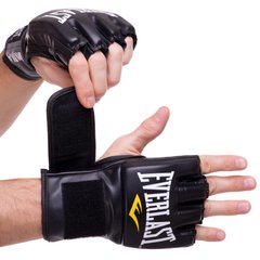 Рукавички для змішаних єдиноборств MMA шкіряні EVERLAST PRO STYLE EV7778 (р-р S-XL, чорний)