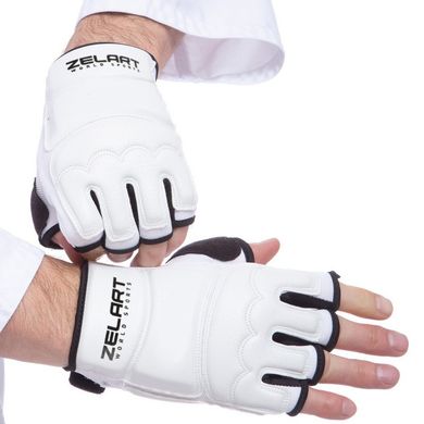 Перчатки для тхэквондо Zelart BO-2016-W (PU, полиэстер, р-р XS-XL, белый)